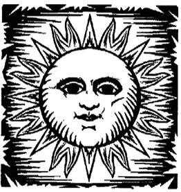 old fashioned woodcut of sun