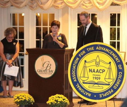 Invocation as delivered by UUCSJS former Interim Minister Rev. Cynthia Cain, and current Interim Minister Rev. John Marsh. Photograph by Edward Lea of the Press of Atlantic City